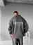 Erkek Rahat Kalıp Baskılı Polo Yaka Sweatshirt Gri 4