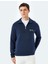 Slogan Işlemeli Pamuk Karışımlı Dikiş Detaylı Yarım Fermuarlı Sweatshirt 3