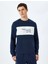 Bisiklet Yaka Renk Bloklu Pamuk Karışımlı Slogan Baskılı Sweatshirt 3