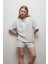Kadın Pamuklu Kısa Kollu Gömlek Şortlu Pijama Takımı 5