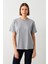 Gri Bisiklet Yaka Düz T-Shirt 5