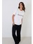 Ekru Basic Bisiklet Yaka T-Shirt 1