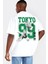 Tokyo 99 Beyaz Kısa Kollu Arka Baskılı Oversize Erkek T-Shirt 1