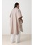 Bej Oversize Asimetrik Yaka Midi Boy Trençkot 5
