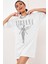 Melek Nirvana Beyaz Oversize Kısa Kollu Kadın T-Shirt 1