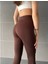 Nonofit Yüksek Bel Düz Sporcu Tayt - Kahve 1