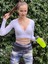 Beli Bağlamalı V Yaka Dekolteli Spor Crop Tişört 1