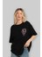 Gigante Fleur Ön Sol Baskılı Oversize T-Shirt Erkek Kadın Unisex Pamuk Bisiklet Yaka Tişort 4