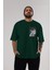 Bakı Hanma Ön Sol Baskılı Oversize T-Shirt Erkek Kadın Unisex Pamuk Bisiklet Yaka Tişort 5