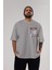 Bakı Hanma Ön Sol Baskılı Oversize T-Shirt Erkek Kadın Unisex Pamuk Bisiklet Yaka Tişort 5