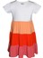 Beyaz+ Turuncu Melanj Kat Kat Renkli Kız Çocuk Kısa Kollu Elbise 1