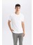 Slim Fit Dar Kesim Bisiklet Yaka Basic Düz Kısa Kollu Tişört M6608AZ25SP 1