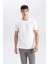 Slim Fit Dar Kesim Bisiklet Yaka Basic Düz Kısa Kollu Tişört M6608AZ25SP 4