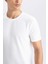 Slim Fit Dar Kesim Bisiklet Yaka Basic Düz Kısa Kollu Tişört M6608AZ25SP 5