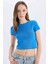 Coool Fitted Crop Basic Düz Ribana Kalın Kumaş Kısa Kollu Tişört E0288AX25SM 1