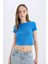 Coool Fitted Crop Basic Düz Ribana Kalın Kumaş Kısa Kollu Tişört E0288AX25SM 3