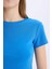 Coool Fitted Crop Basic Düz Ribana Kalın Kumaş Kısa Kollu Tişört E0288AX25SM 5