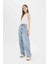 Baggy Fit Yüksek Bel Düz Paça Uzun Jean Pantolon D7964AX25SP 4