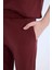Wide Leg Geniş Paça Eşofman Altı Beli Lastikli Cepli Basic Düz Bordo D3759AX25SP 5
