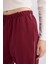 Bordo Jogger Eşofman Altı Cepli Esnek Belli Bağcıklı Dar Paça Uzun Boy E5976AX25SP 4