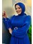 Balon Kol Pileli Abiye Elbise 7013 Saks 4