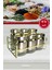 6 Parça Üçgen Vakum Kapaklı Cam Baharatlık Seti ve Metal Stant, Baharat Takımı 6’li Set 1