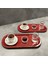 Home 2'li Oval Sunumluk Tepsi - Kırmızı Ekose 5