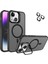 Apple iPhone 14 ile Uyumlu Lens Hediyeli Kapak Kamera Korumalı Wireless Şarj Özellikli Standlı Premium Kılıf - Siyah 1