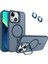 Apple iPhone 13 ile Uyumlu Lens Hediyeli Kapak Kamera Korumalı Wireless Şarj Özellikli Standlı Premium Kılıf - Lacivert 1