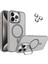 Apple iPhone 15 Pro Max ile Uyumlu Lens Hediyeli Kapak Kamera Korumalı Wireless Şarj Özellikli Standlı Premium Kılıf - Gri 1