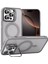 Apple iPhone 16 Pro Max ile Uyumlu Lens Hediyeli Kapak Kamera Korumalı Wireless Şarj Özellikli Standlı Premium Kılıf - Gri 1