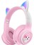 Akz-02 Renkli Işık Kedi Kulak Kablosuz Bluetooth Kulaklık Ağır Bas E-Spor Kafaya Monte Kulaklık-Degrade Pembe (Yurt Dışından) 1