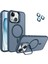 Apple iPhone 15 ile Uyumlu Lens Hediyeli Kapak Kamera Korumalı Wireless Şarj Özellikli Standlı Premium Kılıf - Lacivert 1