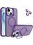 Apple iPhone 15 ile Uyumlu Lens Hediyeli Kapak Kamera Korumalı Wireless Şarj Özellikli Standlı Premium Kılıf - Mor 1