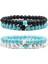 Mavi Yıpranmış Mesafe Bilezik Kadın Çiftler Bilezik Clamm Doğal Siyah Mat Mavi Turkuaz Boncuklu Taş Bileklik Erkekler Takı (Yurt Dışından) 2