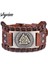 Geniş Kahverengi- Bronz Skyrim Viking Valknut 24 Nordic Runes Geniş Deri Bilezik Muska Ayarlanabilir Vintage Slav Norveç Erkekler Takı Bileklik Bileklik (Yurt Dışından) 2