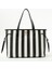 Geniş Iç Hacimli Siyah/beyaz Çizgili Shopping Kadın Omuz Çantası 1