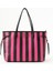 Geniş Iç Hacimli Fuşya/siyah Çizgili Shopping Kadın Omuz Çantası 1