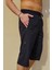 Erkek Siyah Düz Renk Üç Yan Cepli Esnek Kumaş Hızlı Kuruyan Kapri Mayo Deniz Şortu 1