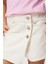 Lastikli Bel Normal Beyaz Kadın Denim Şort 232 Lcg 121009 Tao White Jean 2