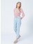 222 LCF 242026 Zarf Yaka Normal Kalıp Desenli Pembe Kadın Bluz 4
