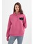 - Kadın Pembe Boğaz Fermuarlı Nakış Detaylı Şardonlu Sweatshirt 1