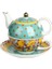 Lucky Art Eliana Bone China Desenli Porselen Tek Kişilik Demlik & Fincan Seti 1