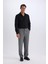 Slim Fit Dar Kesim Polo Yaka Oxford Basic Düz Uzun Kollu Siyah Gömlek R4340AZ25SP 2