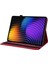 Xiaomi Pad 7 Pro / Pad 7 Kılıfı Çiçek Baskılı Pu Deri Tablet Kılıfı, Kart Yuvalı-Kırmızı (Yurt Dışından) 3