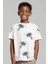 Palm Ekru Mavi Desenli Pamuklu Erkek Çocuk Tshirt 3