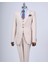 Italyan Stil Slim Fit 8 Drop Ceket Yelek Pantolon Takım Elbise Bej T12633 1