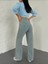 Yeşil Tint Yüksek Bel Bol Paça Jeans 5