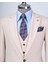 Italyan Stil Slim Fit 8 Drop Ceket Yelek Pantolon Takım Elbise Bej T12633 2