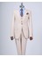 Italyan Stil Slim Fit 8 Drop Ceket Yelek Pantolon Takım Elbise Bej T12633 5